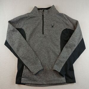 Spyder Mens Outbound 1/4 Zip Sweater Jacket Size L Gray Black Logo
